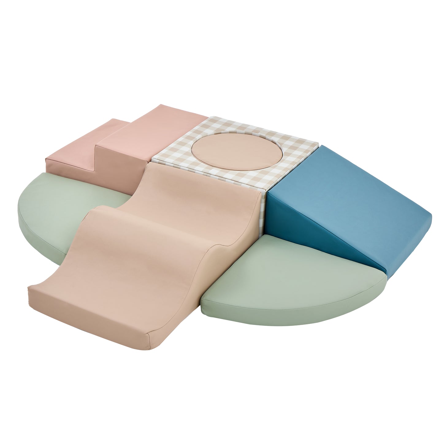 Todiby Gingham Pastel Play Set modular foam leather climbing set