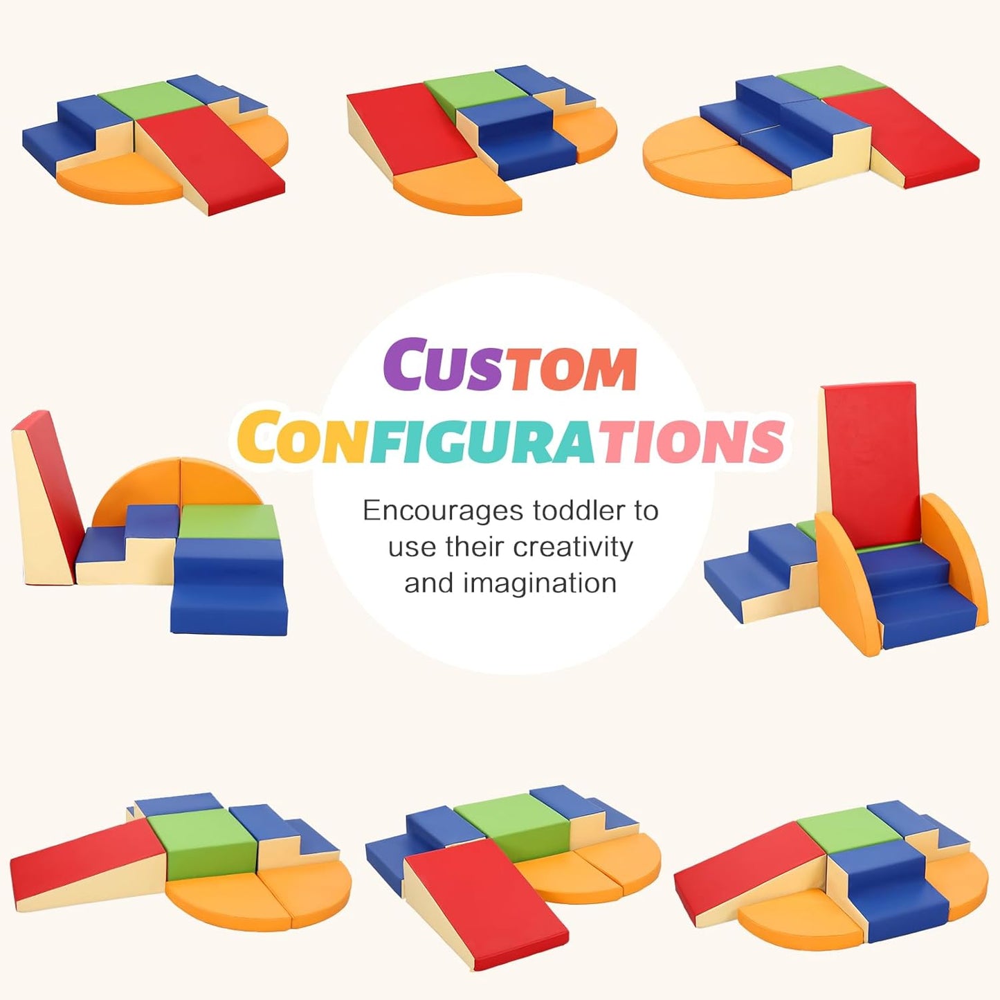 Soft Foam Climbing Blocks for Toddlers: PU Leather - Indoor Toy Climb and Crawl Activity Play Set - Colorful Baby Foam Play Gym Climbing Structures for Toddlers 3+