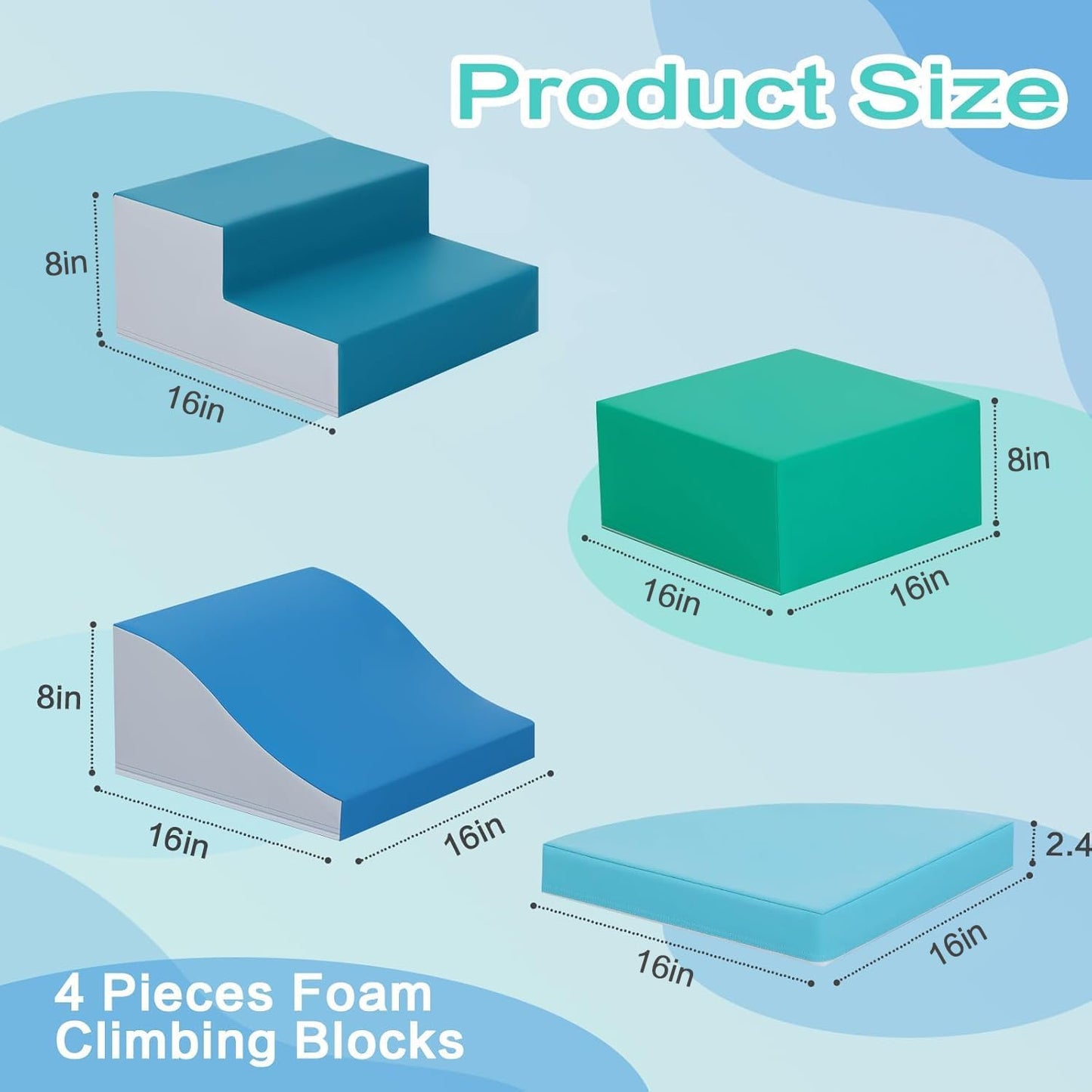 10-Pieces Climbing Toys for Toddlers, Indoor Climb and Crawl Activity Play Set, Foam Play Gym Climbing Structures for Toddlers 3, Baby Foam Blocks for Toddler