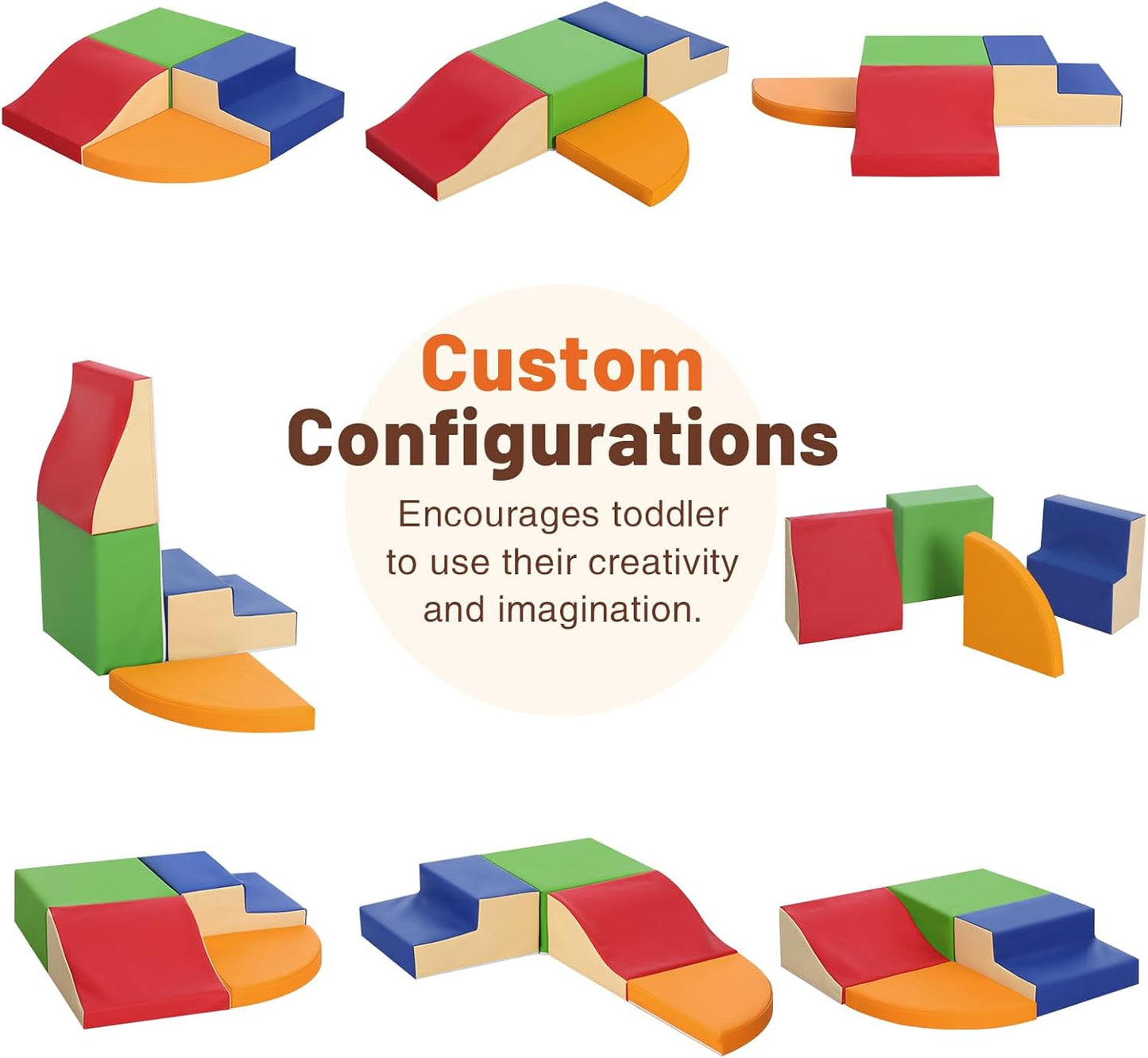 8-Pieces Climbing Toys for Toddlers: PU Leather - Soft Play Climbing for Toddlers - Foam Climbing Blocks for Crawling and Sliding Indoor Playground for Kids