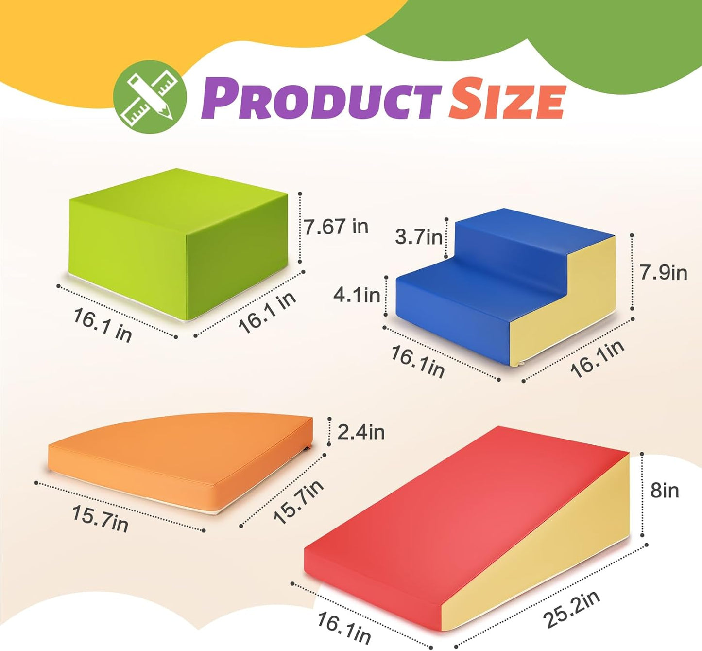 Soft Foam Climbing Blocks for Toddlers: PU Leather - Indoor Toy Climb and Crawl Activity Play Set - Colorful Baby Foam Play Gym Climbing Structures for Toddlers 3+