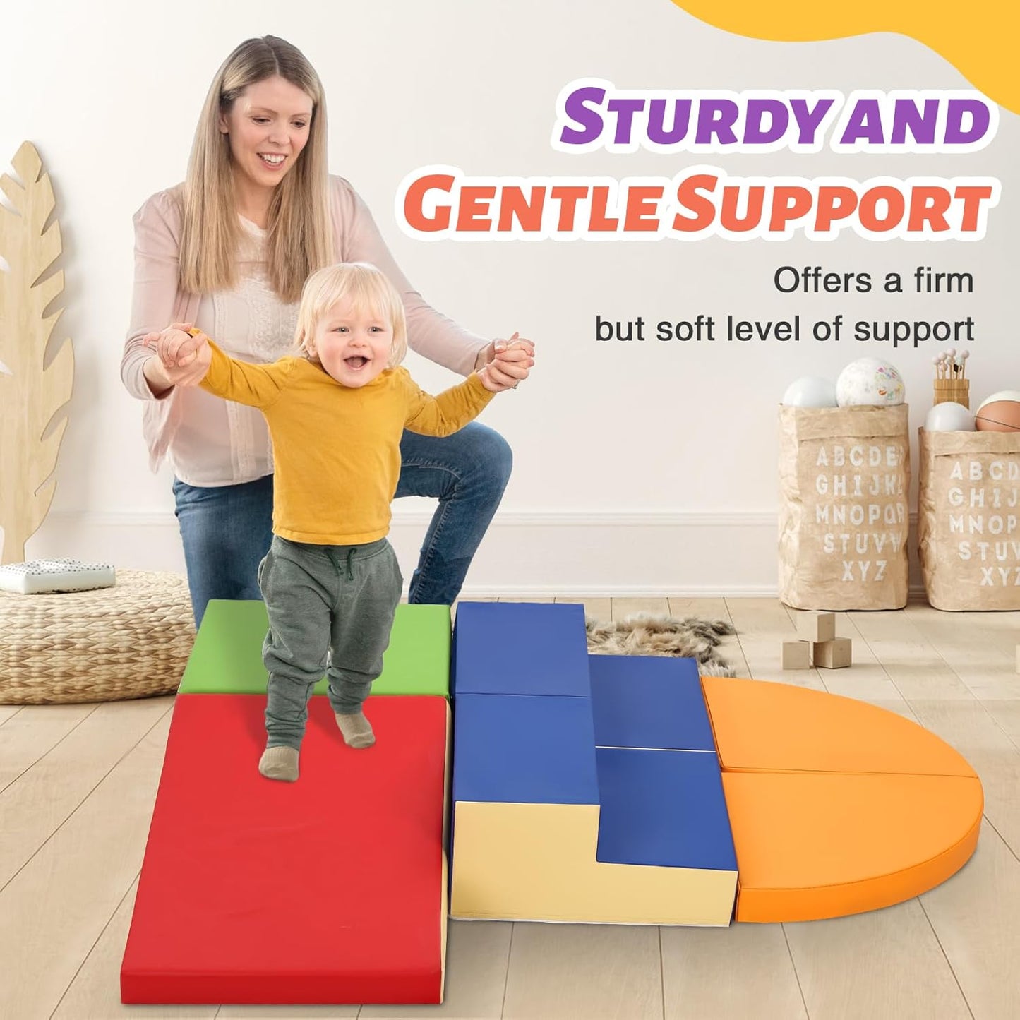 Soft Foam Climbing Blocks for Toddlers: PU Leather - Indoor Toy Climb and Crawl Activity Play Set - Colorful Baby Foam Play Gym Climbing Structures for Toddlers 3+