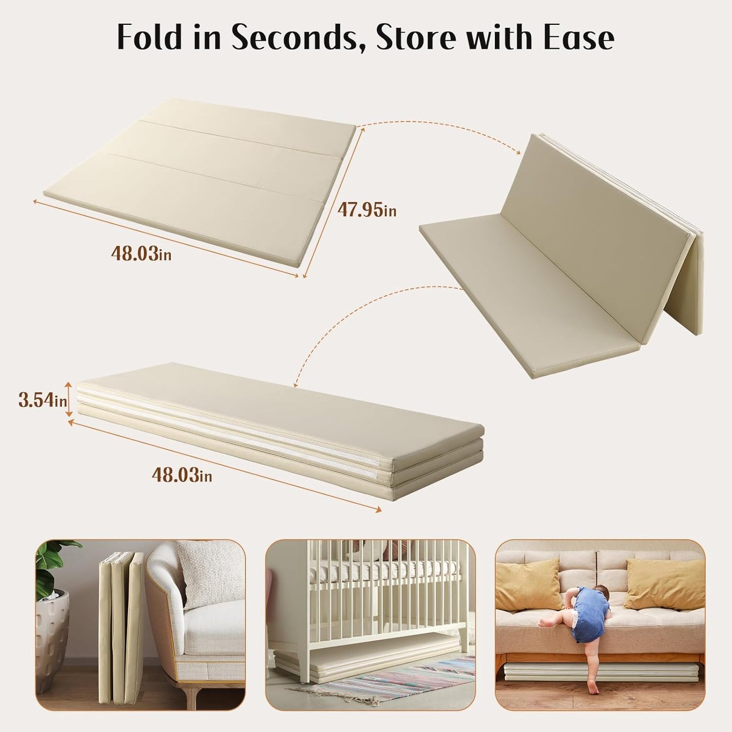 6-Piece Soft PU Leather Toddlers Climbing Toys, Baby Foam Climbing Blocks for Toddlers & PU Leather Waterproof Kids Playmat - Trifold Large Floor Mat - Thick Fodable Play Mat for Playpen