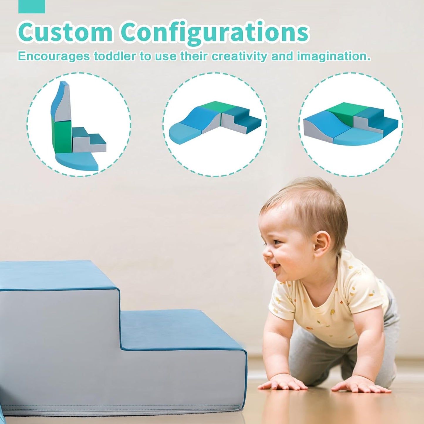 10-Pieces Climbing Toys for Toddlers, Indoor Climb and Crawl Activity Play Set, Foam Play Gym Climbing Structures for Toddlers 3, Baby Foam Blocks for Toddler