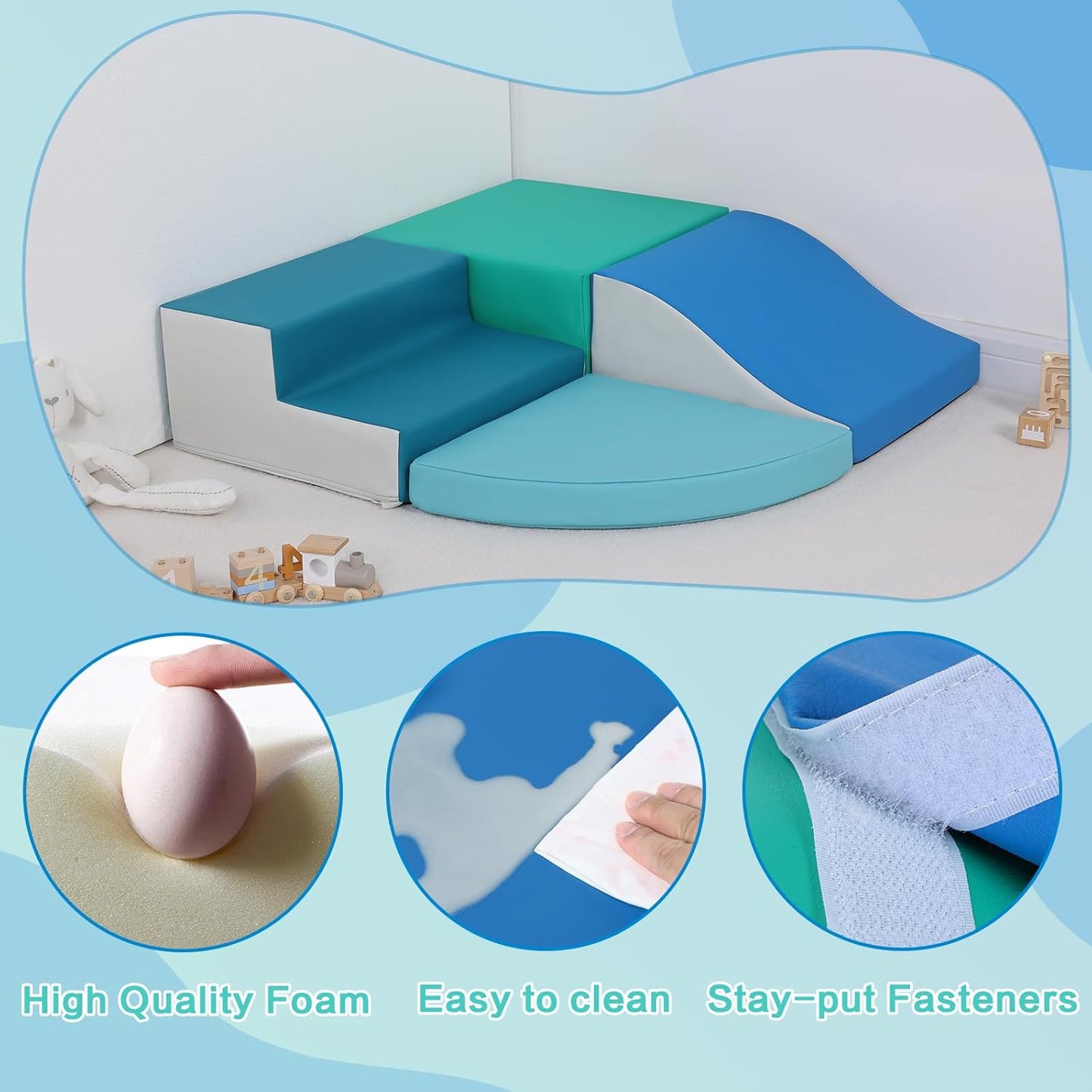 10-Pieces Climbing Toys for Toddlers, Indoor Climb and Crawl Activity Play Set, Foam Play Gym Climbing Structures for Toddlers 3, Baby Foam Blocks for Toddler
