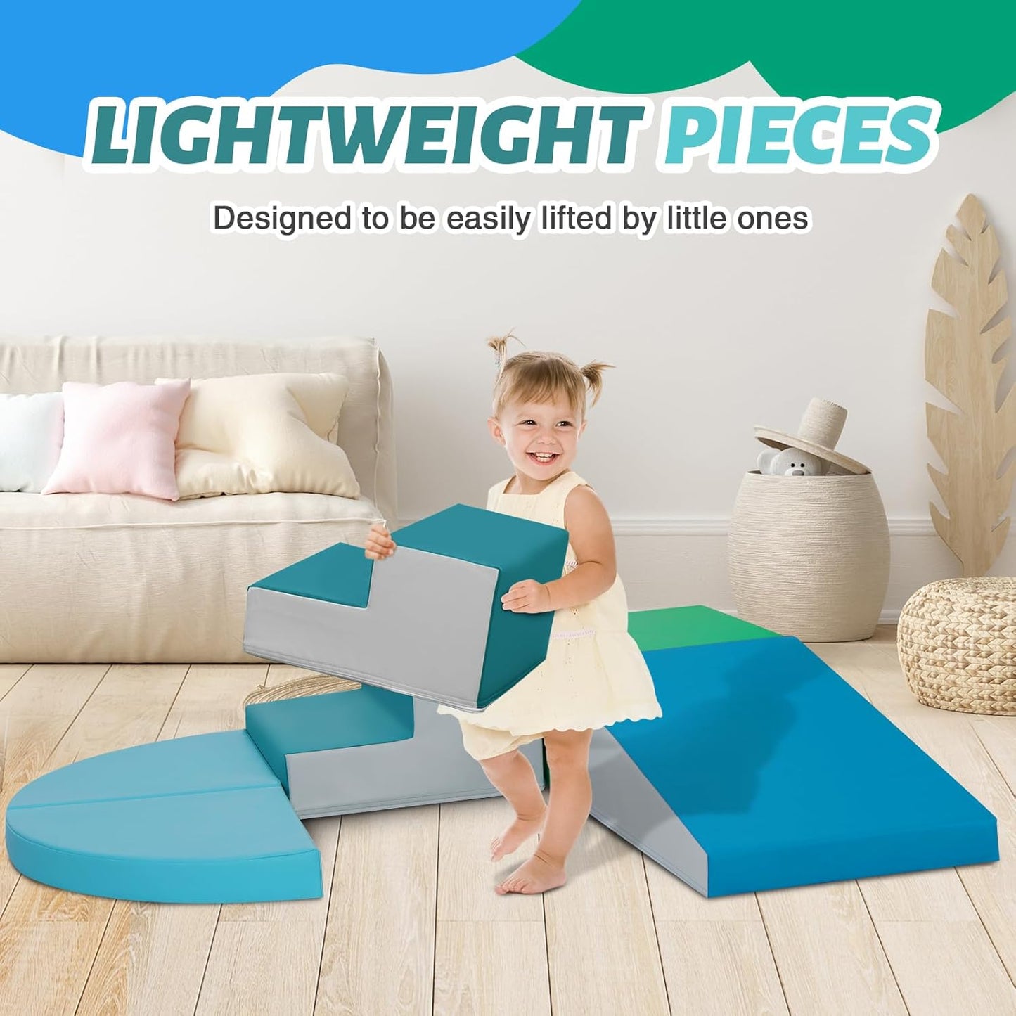 Soft Foam Climbing Blocks for Toddlers: PU Leather - Indoor Toy Climb and Crawl Activity Play Set - Colorful Baby Foam Play Gym Climbing Structures for Toddlers 3+