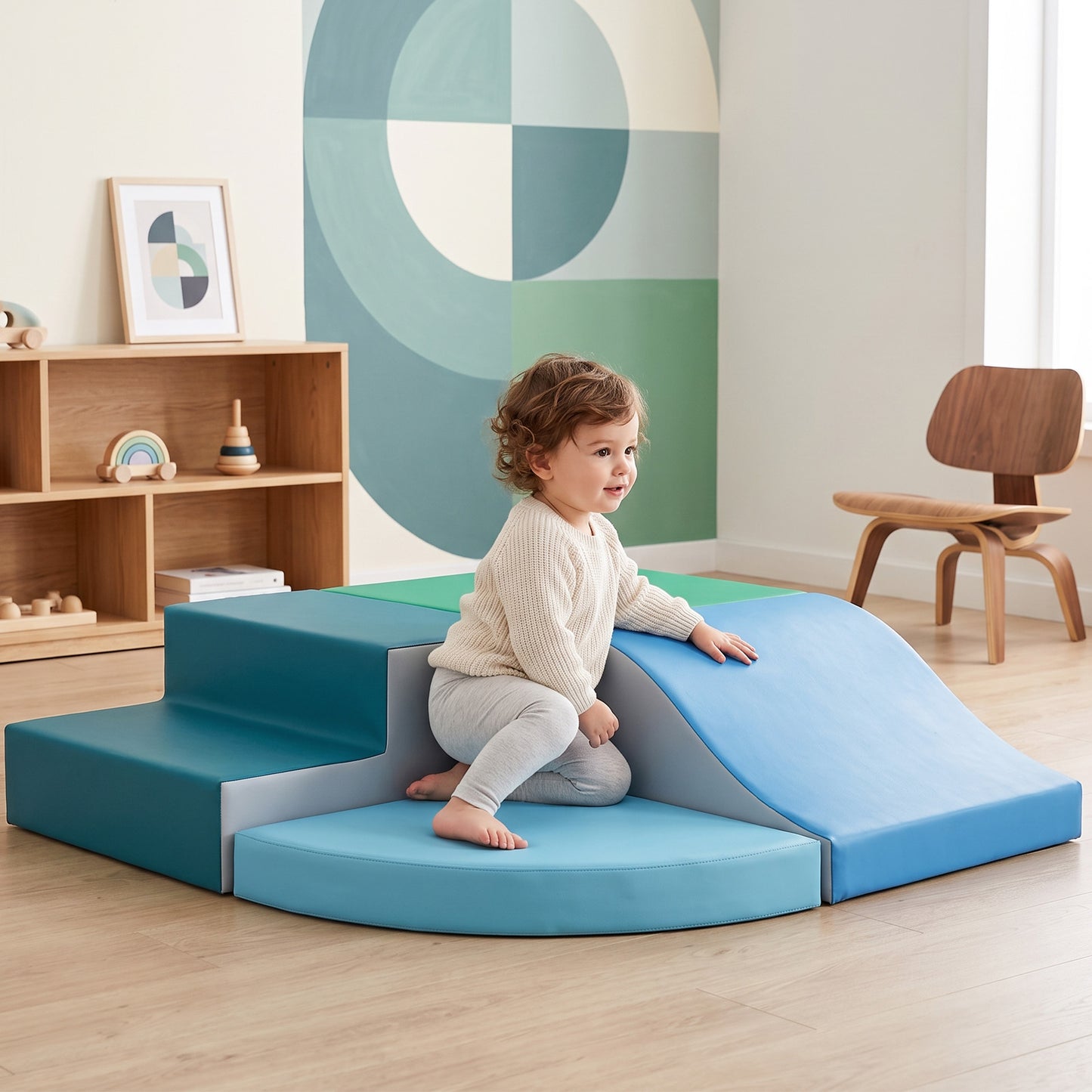 TODIBY 4-Pieces Climbing Toys for Toddlers: PU Leather - Soft Play Climbing for Toddlers - Foam Climbing Blocks for Crawling and Sliding Indoor Playground for Kids