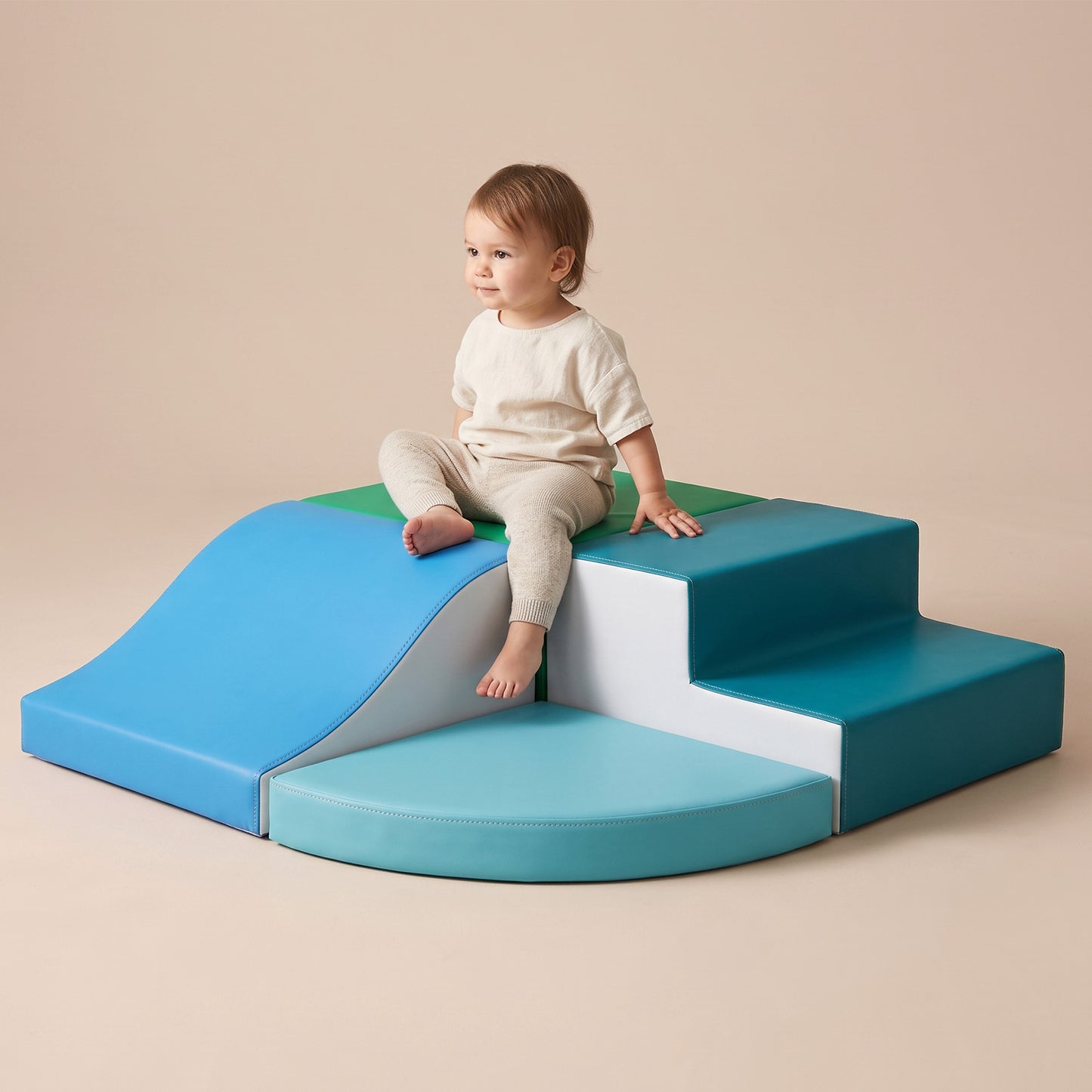 TODIBY 4-Pieces Climbing Toys for Toddlers: PU Leather - Soft Play Climbing for Toddlers - Foam Climbing Blocks for Crawling and Sliding Indoor Playground for Kids
