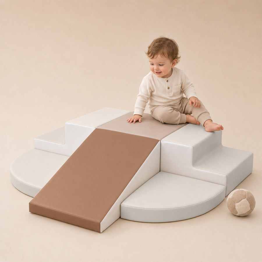 TODIBY 6-Piece Soft PU Leather Toddlers Climbing Toys, Baby Foam Climbing Blocks  For Toddlers, Foam Play Gym Climber Structures For Toddler 3, Indoor Climb And Crawl Activity Play Set（Beige Coffee） alternate view