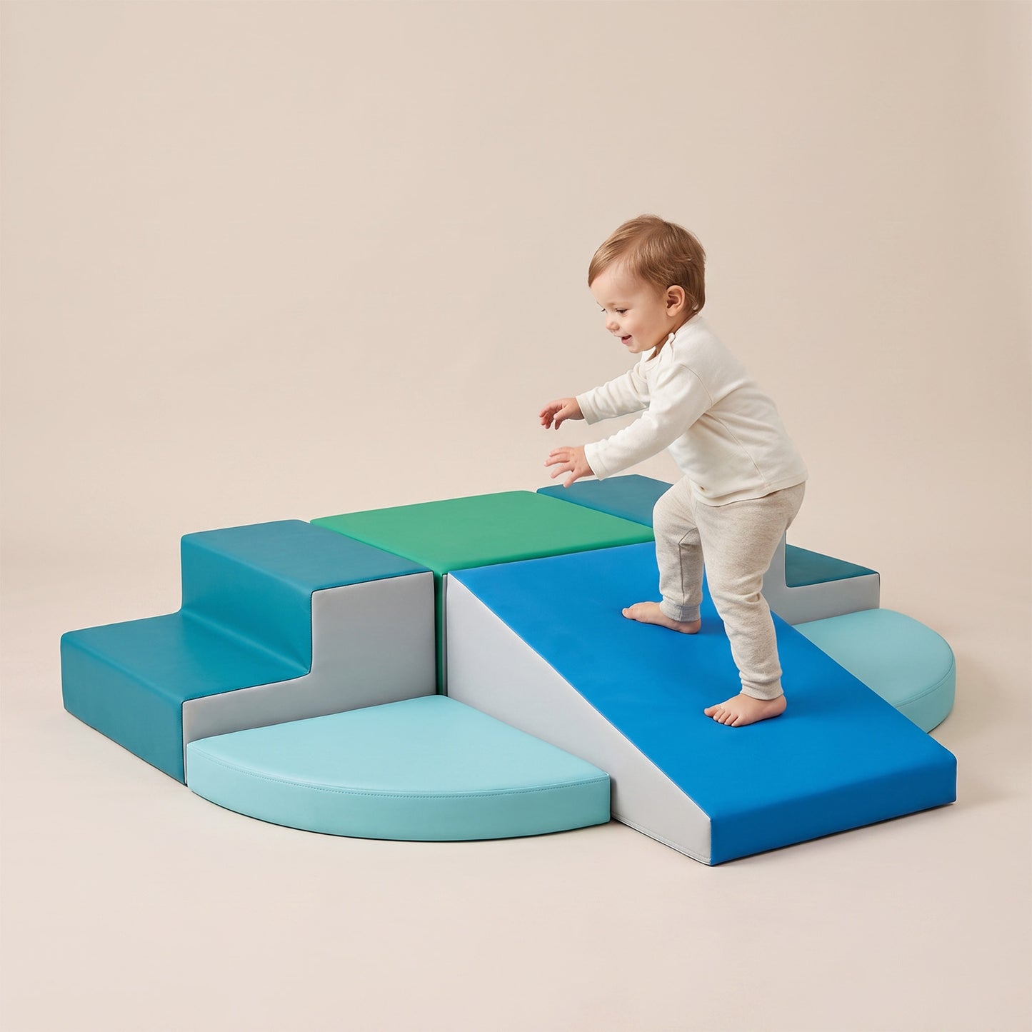 TODIBY 6-Piece Soft PU Leather Toddlers Climbing Toys, Indoor Climb And Crawl Activity Play Set, Foam Play Gym Climbing Structures For Toddlers 3,  Baby Foam Blocks  For Toddler