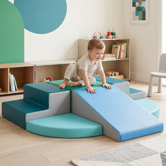TODIBY 6-Piece Soft PU Leather Toddlers Climbing Toys, Indoor Climb And Crawl Activity Play Set, Foam Play Gym Climbing Structures For Toddlers 3,  Baby Foam Blocks  For Toddler