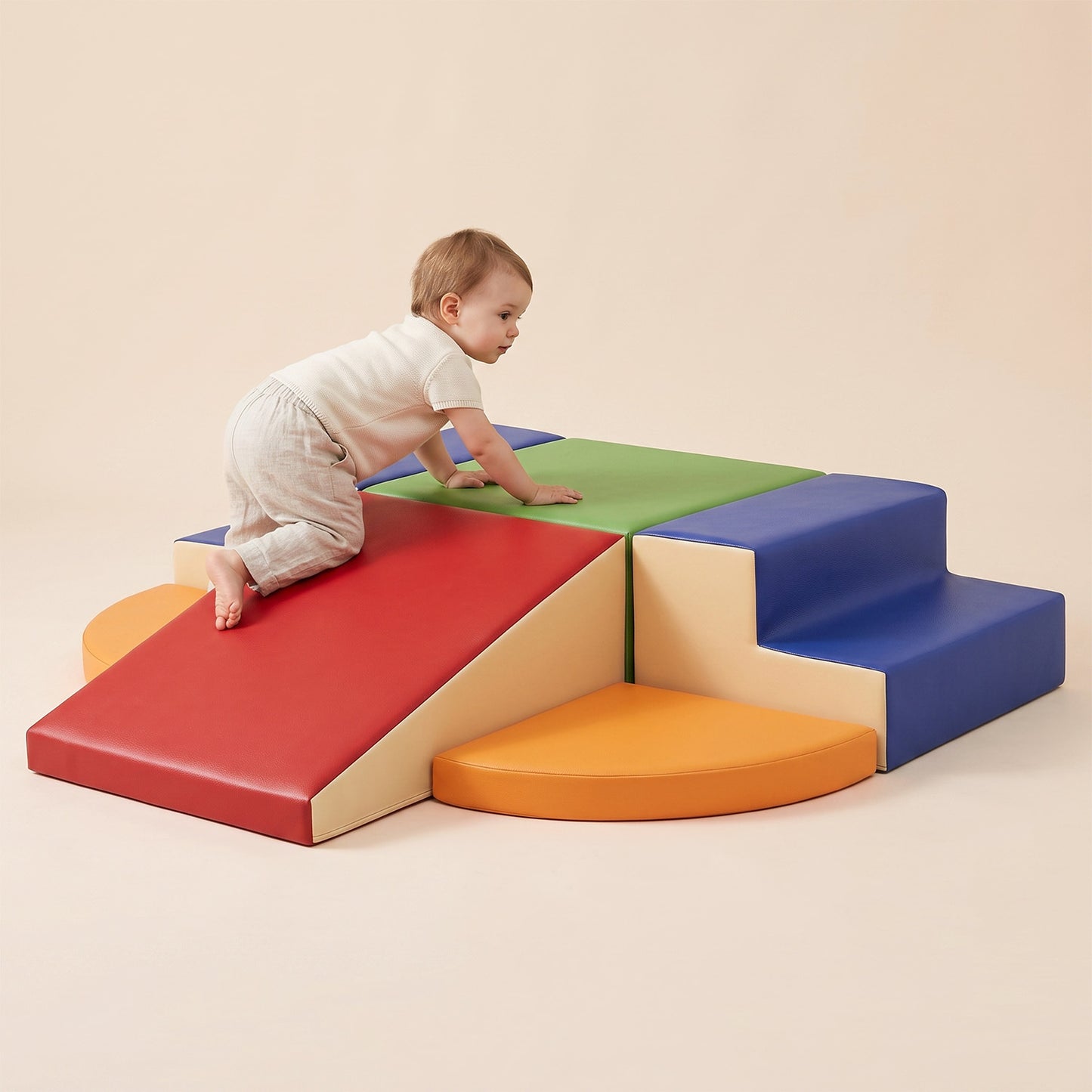 TODIBY 6-Piece Soft PU Leather Toddlers Climbing Toys, Baby Foam Climbing Blocks  For Toddlers, Foam Play Gym Climber Structures For Toddler 3, Indoor Climb And Crawl Activity Play Set