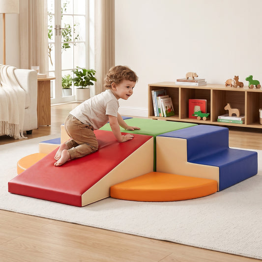 TODIBY 6-Piece Soft PU Leather Toddlers Climbing Toys, Baby Foam Climbing Blocks  For Toddlers, Foam Play Gym Climber Structures For Toddler 3, Indoor Climb And Crawl Activity Play Set