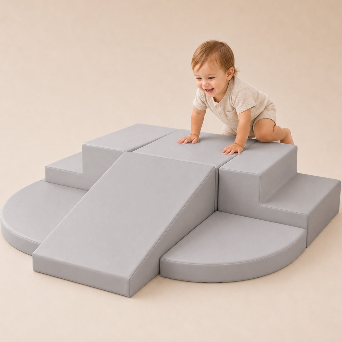 TODIBY 6-Piece Soft PU Leather Toddlers Climbing Toys, Baby Foam Climbing Blocks for kids 3, Baby Climbing Structures Play Gym for Toddlers, Indoor Climb and Crawl Activity Play Set