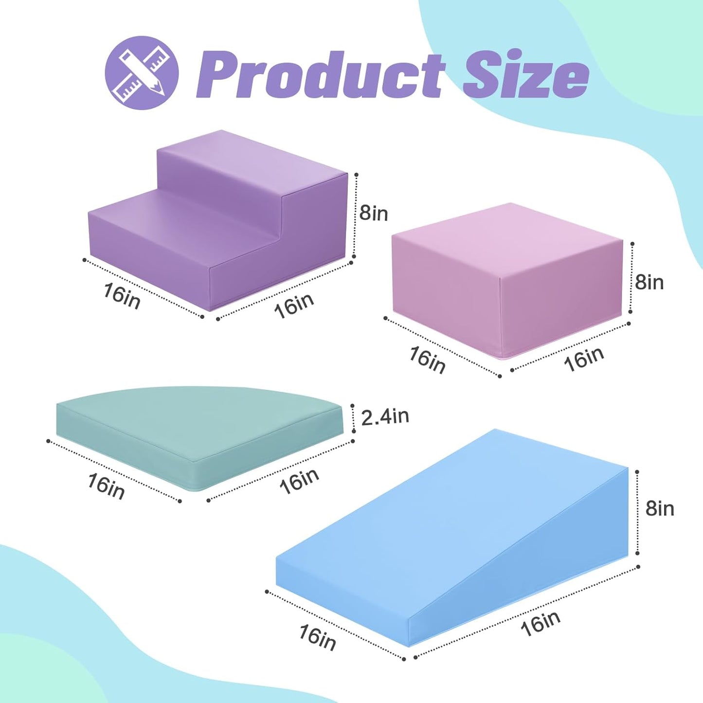 12-Piece Foam Climbing Blocks for Toddlers: Baby Foam Climbing Gym PU Leather Colorful Indoor Toy Building Blocks