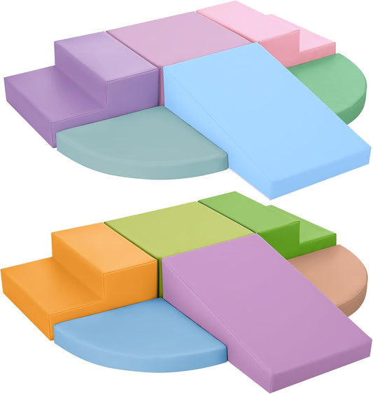 12-Piece Foam Climbing Blocks for Toddlers: Baby Foam Climbing Gym PU Leather Colorful Indoor Toy Building Blocks