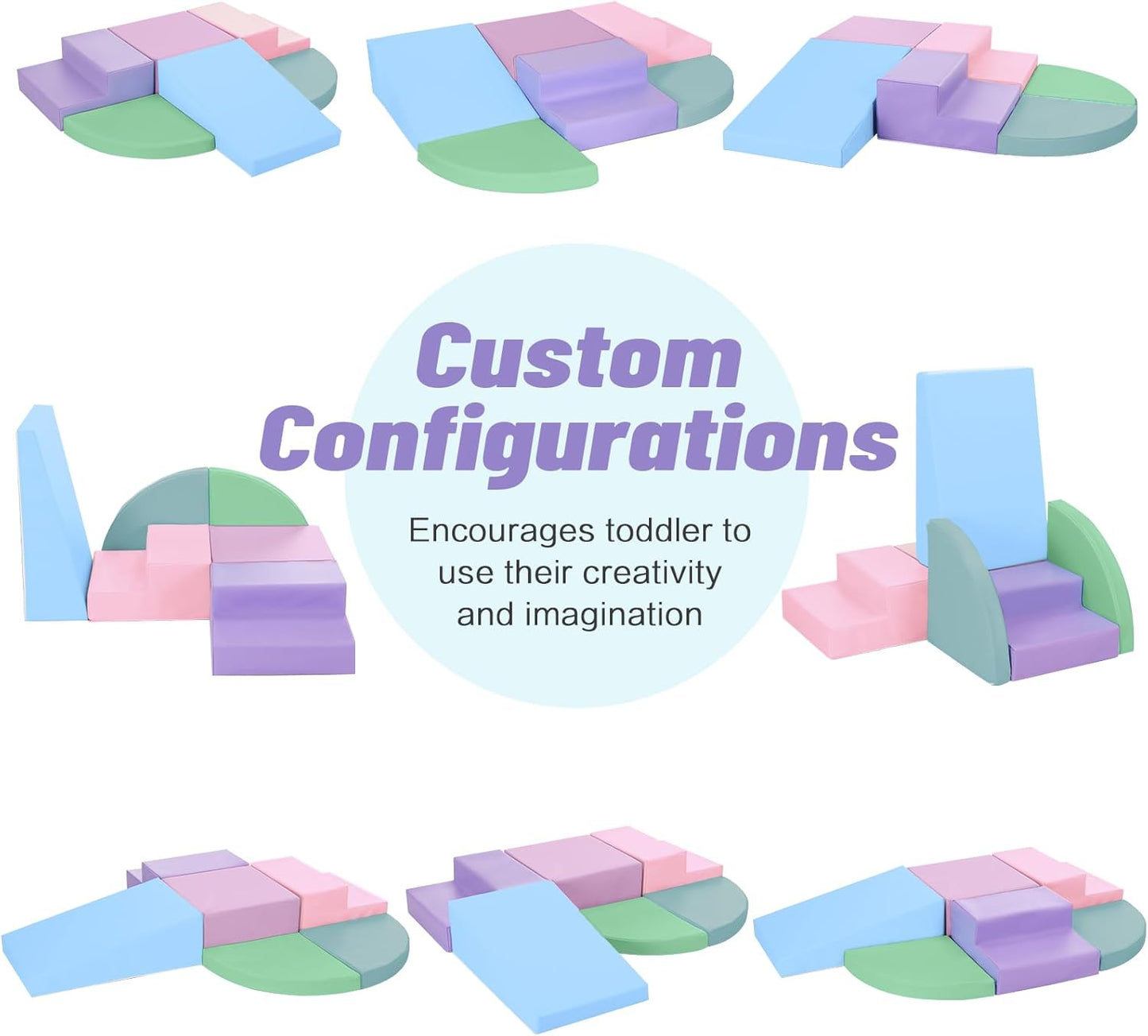 12-Piece Foam Climbing Blocks for Toddlers: Baby Foam Climbing Gym PU Leather Colorful Indoor Toy Building Blocks