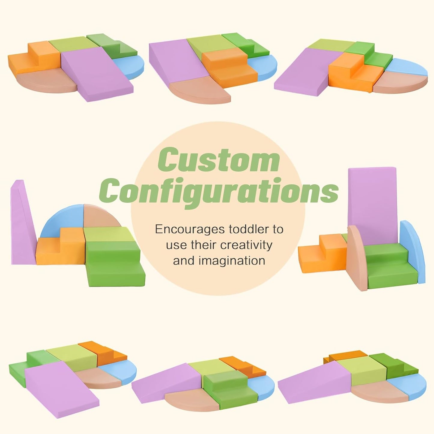12-Piece Foam Climbing Blocks for Toddlers: Baby Foam Climbing Gym PU Leather Colorful Indoor Toy Building Blocks