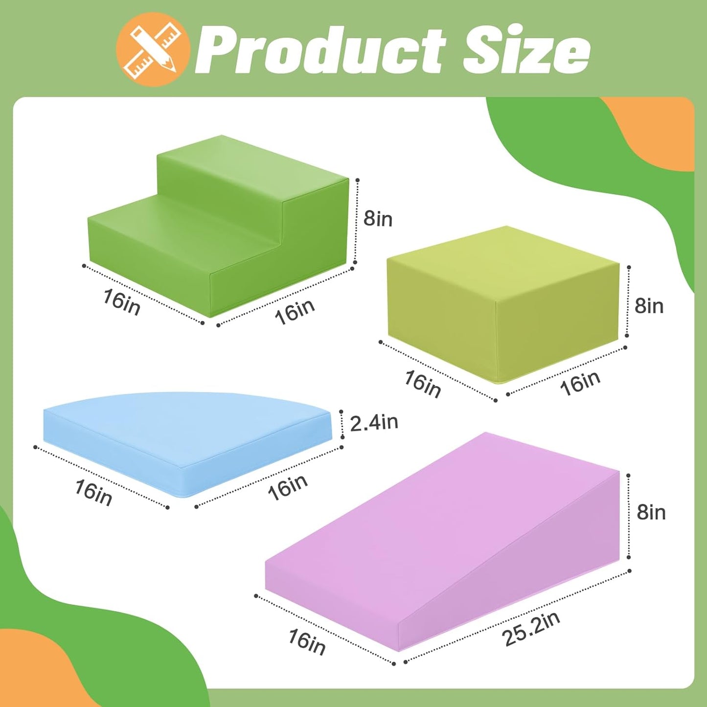 12-Piece Foam Climbing Blocks for Toddlers: Baby Foam Climbing Gym PU Leather Colorful Indoor Toy Building Blocks