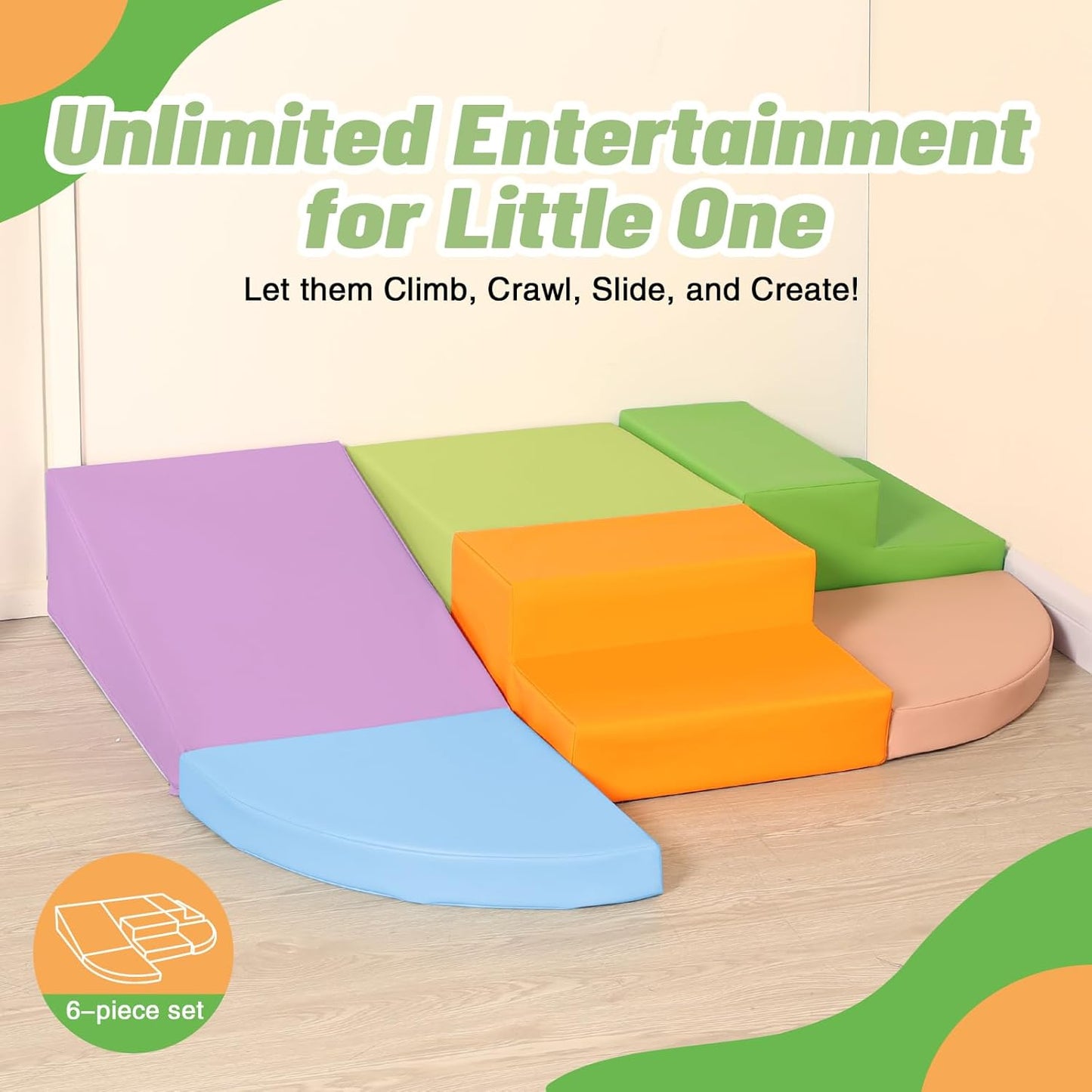12-Piece Foam Climbing Blocks for Toddlers: Baby Foam Climbing Gym PU Leather Colorful Indoor Toy Building Blocks