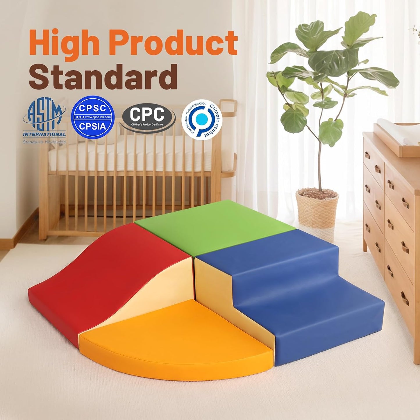 8-Pieces Climbing Toys for Toddlers: PU Leather - Soft Play Climbing for Toddlers - Foam Climbing Blocks for Crawling and Sliding Indoor Playground for Kids