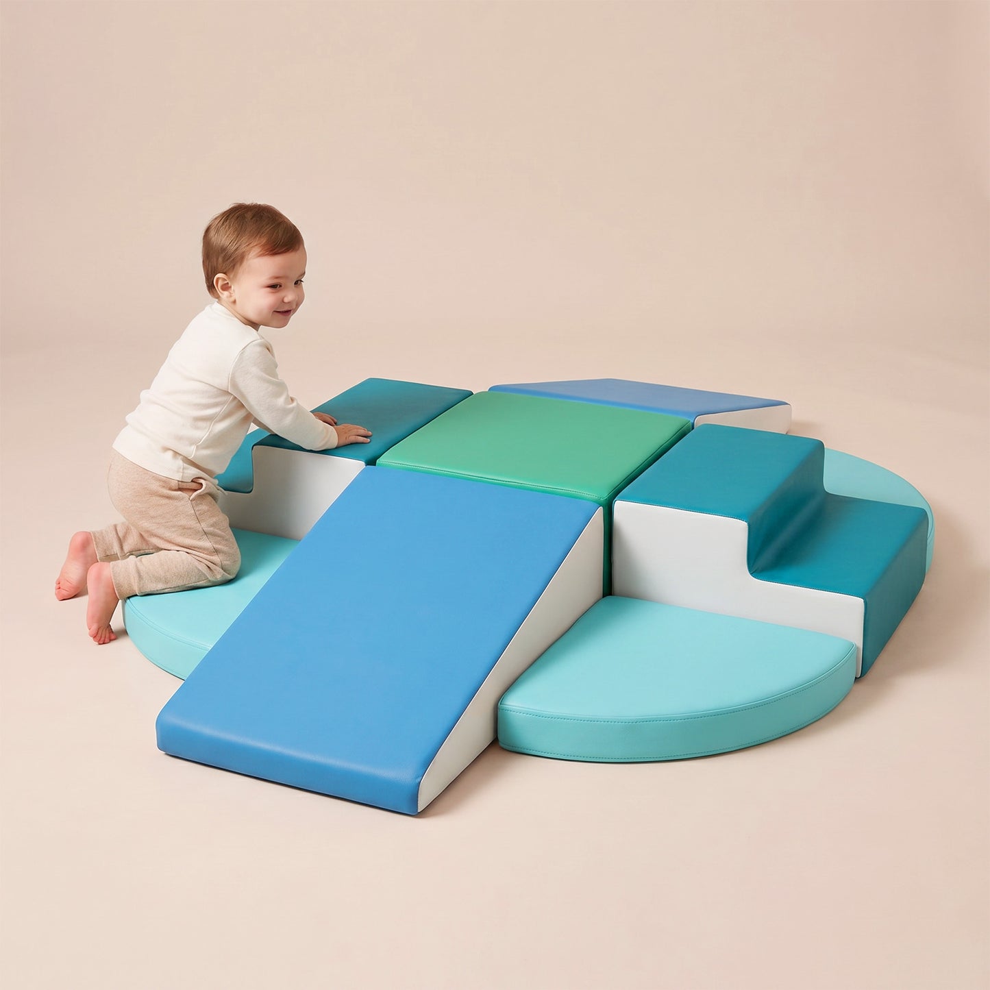 9-Piece Climbing Toys Toddlers: Soft PU Leather Foam Blocks - Baby Climb and Crawl Activity Blocks - Kids Play Gym Equipment Indoor for Development(Modern)tylish birthday gift for babies, toddlers and preschoolers.