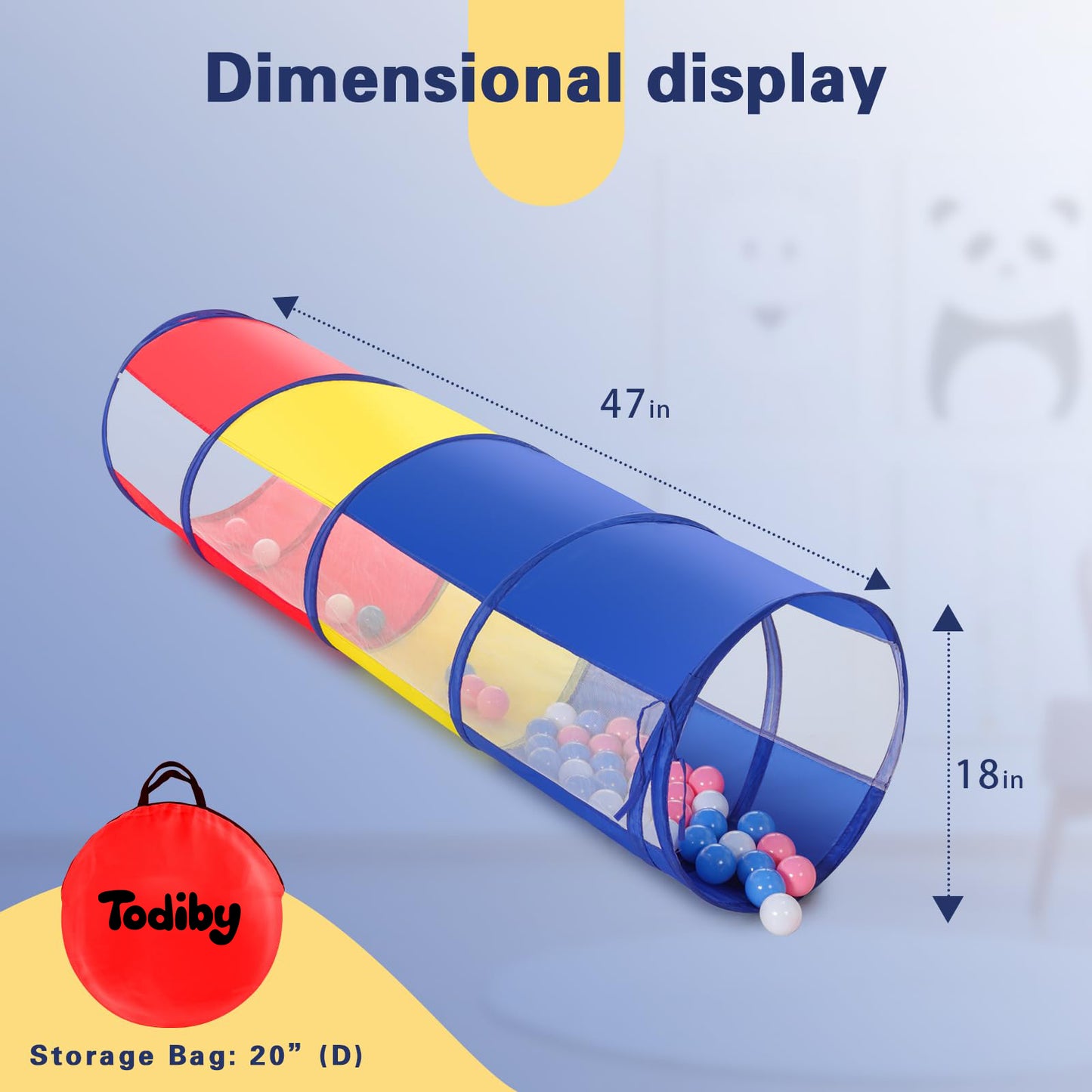 Kids Play Tunnel Tent for Toddlers, Colorful Pop Up Crawl Through Passage, Indoor & Outdoor Pipe Toy for Kids Backyard Playset, Dog Cat Pet Tunnel (Red, Yellow and Blue Tunnel)