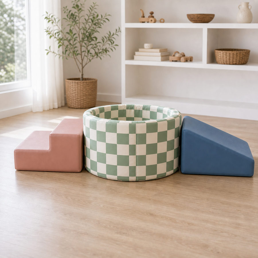 Todiby Checker Tunnel Mini Set natural modern playroom product photo