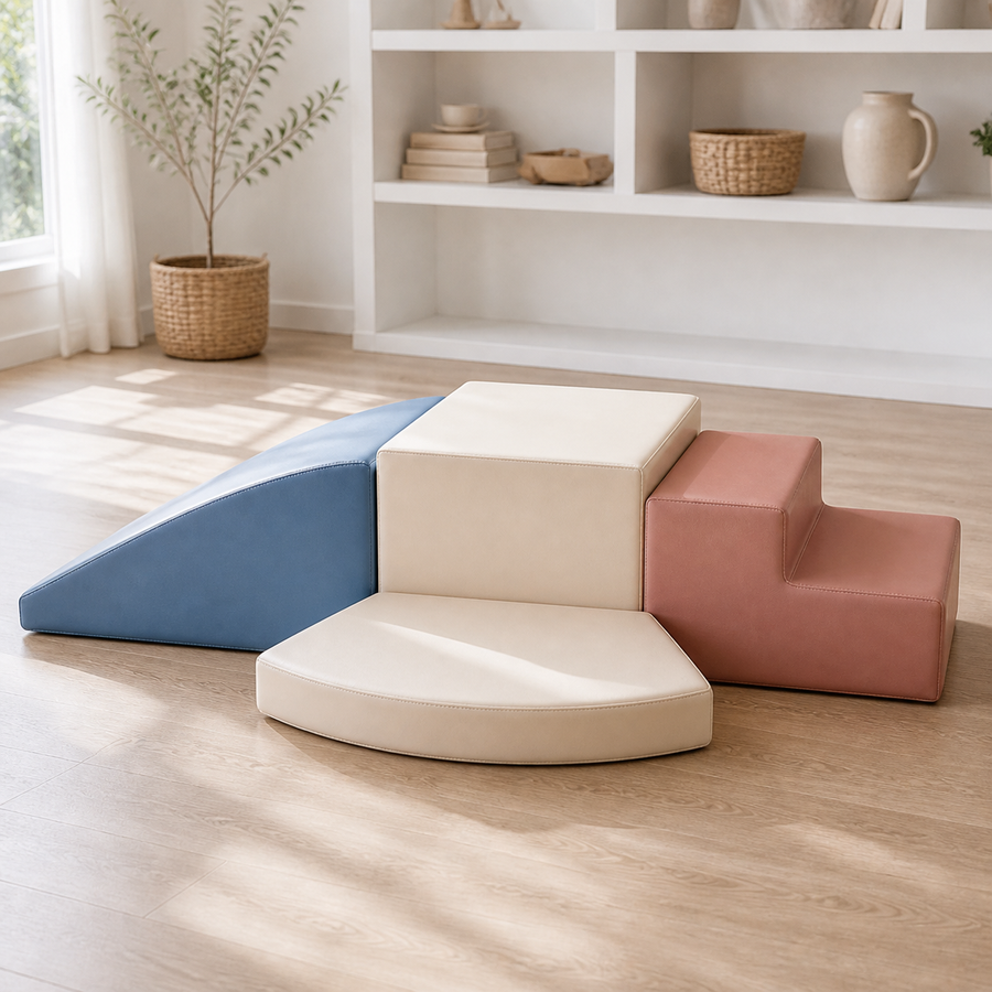 Todiby Dusty Blue Step Climber natural modern playroom product photo