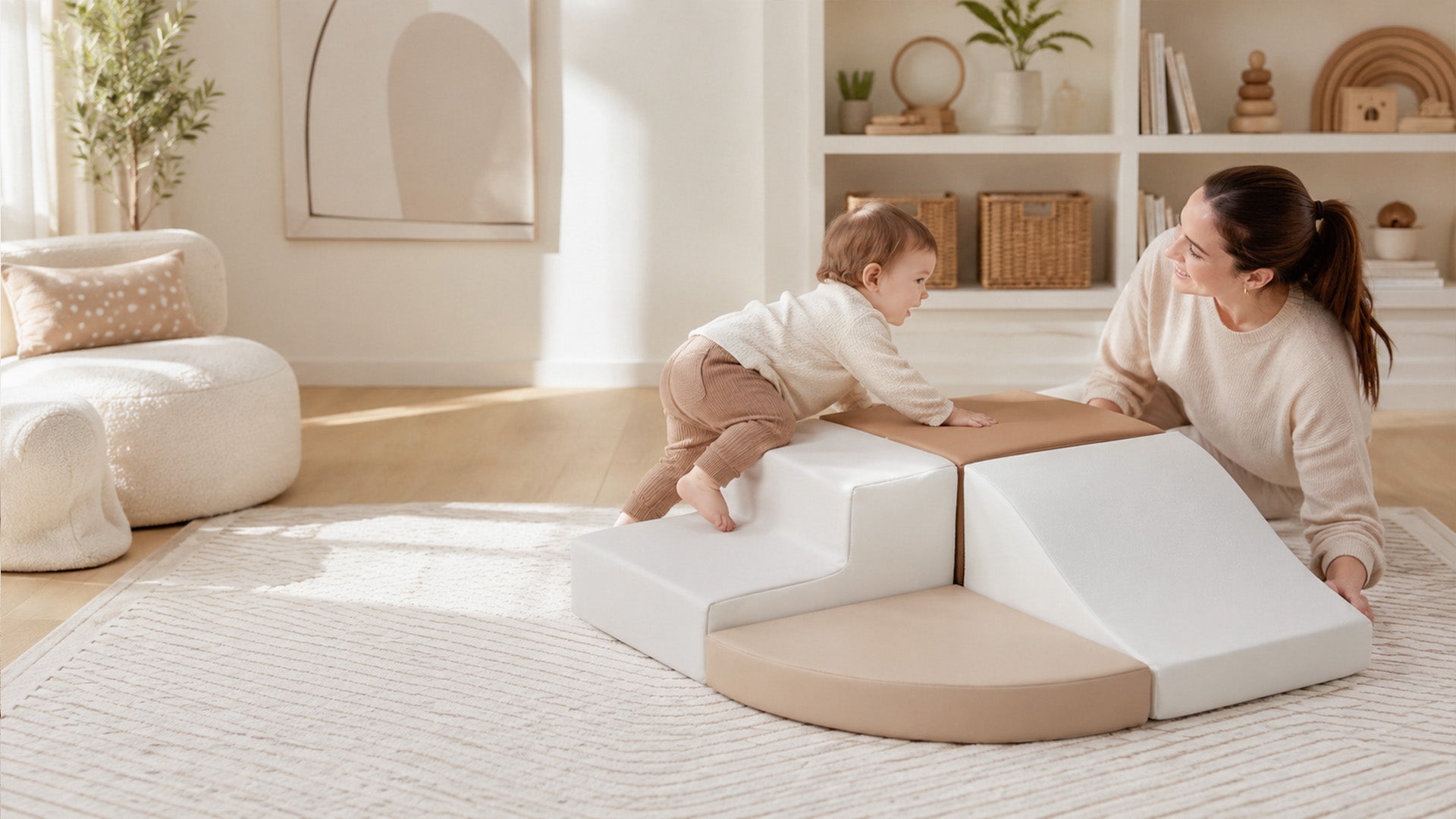 TODIBY neutral soft play set in a bright family room